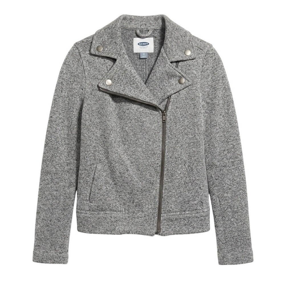 Old Navy‎ Womens Gray Marl Knit Moto Jacket Asymmetrical Zip XS